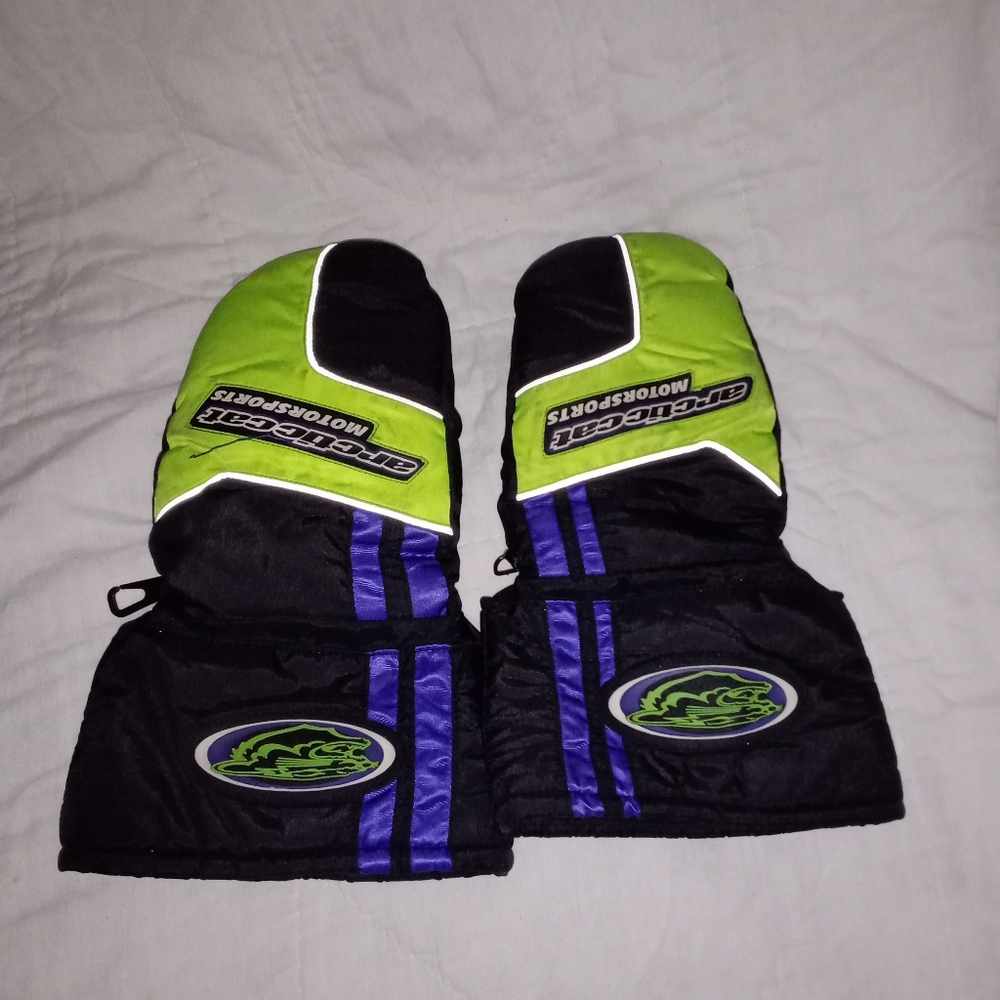Vintage Arctic Cat Snowmobile Gloves Size Medium Y2K